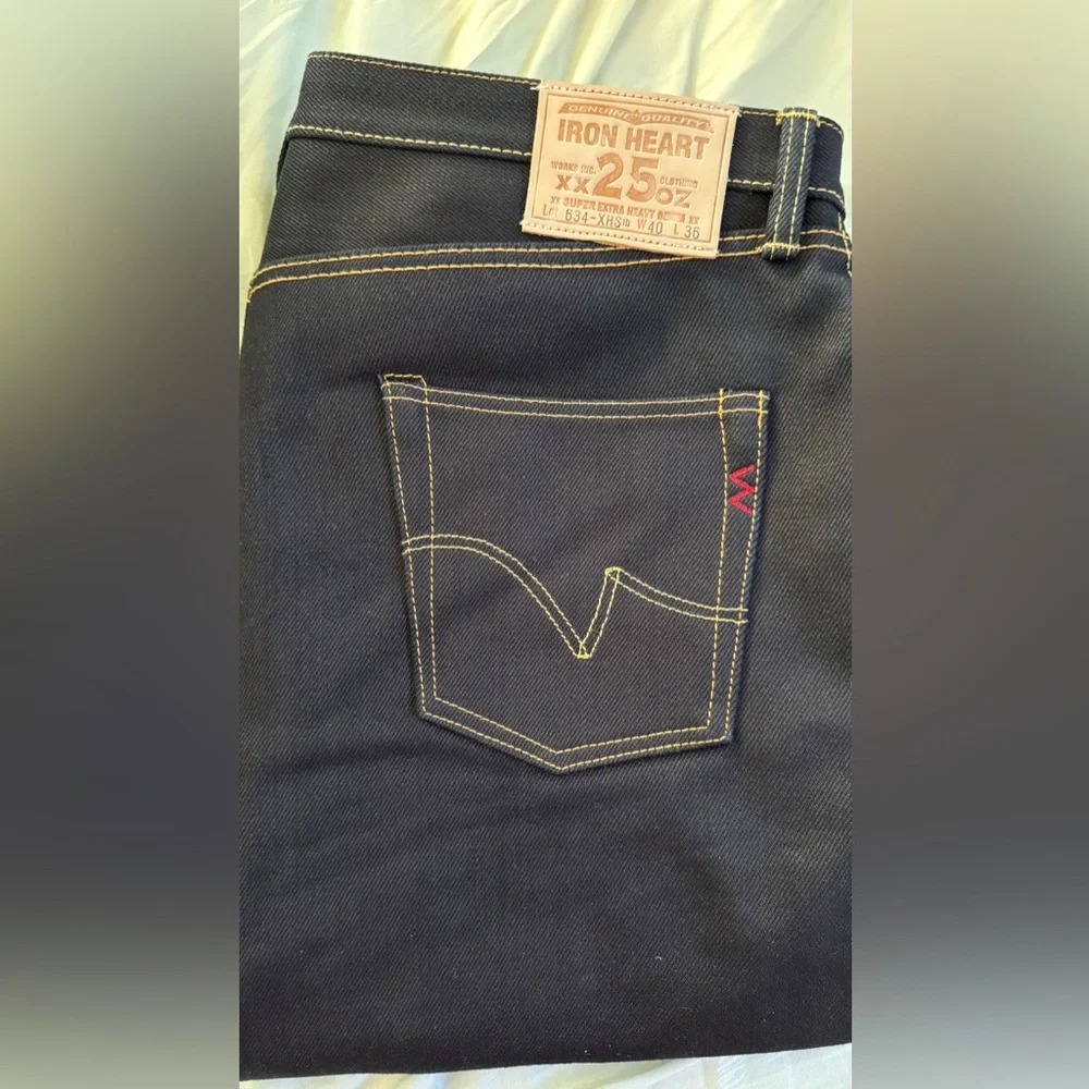 Iron Heart 634 XHSib 25oz Indigo Black Selvedge Straight Denim Jeans 40x36 - Picture 3 of 8